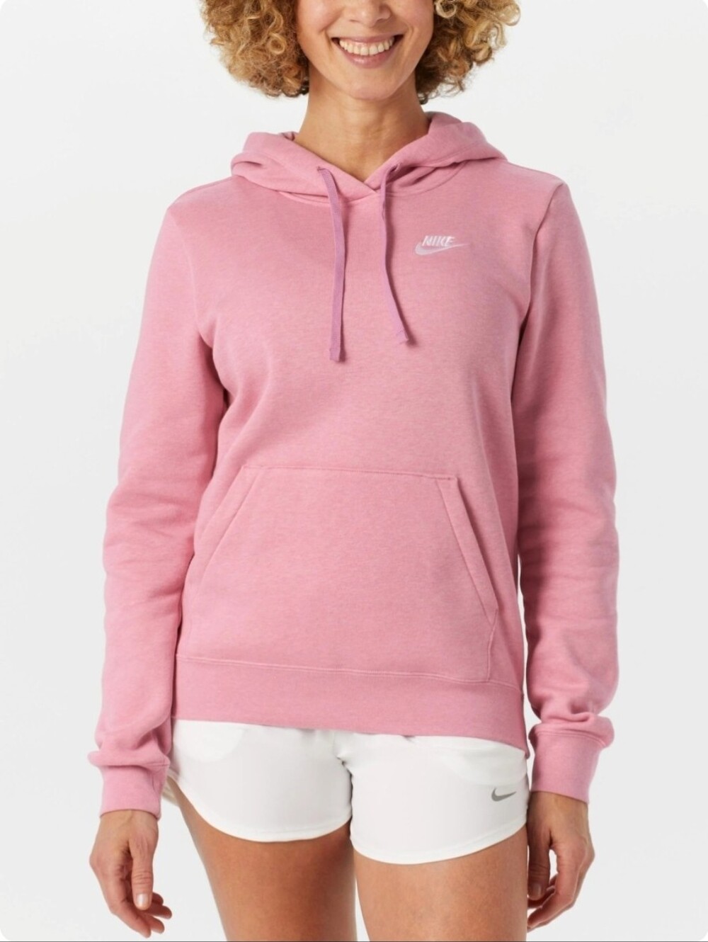 Nike Sportswear Club Hoodie Pink Fleece Pullover Sweatshirt Hoodie Size XS